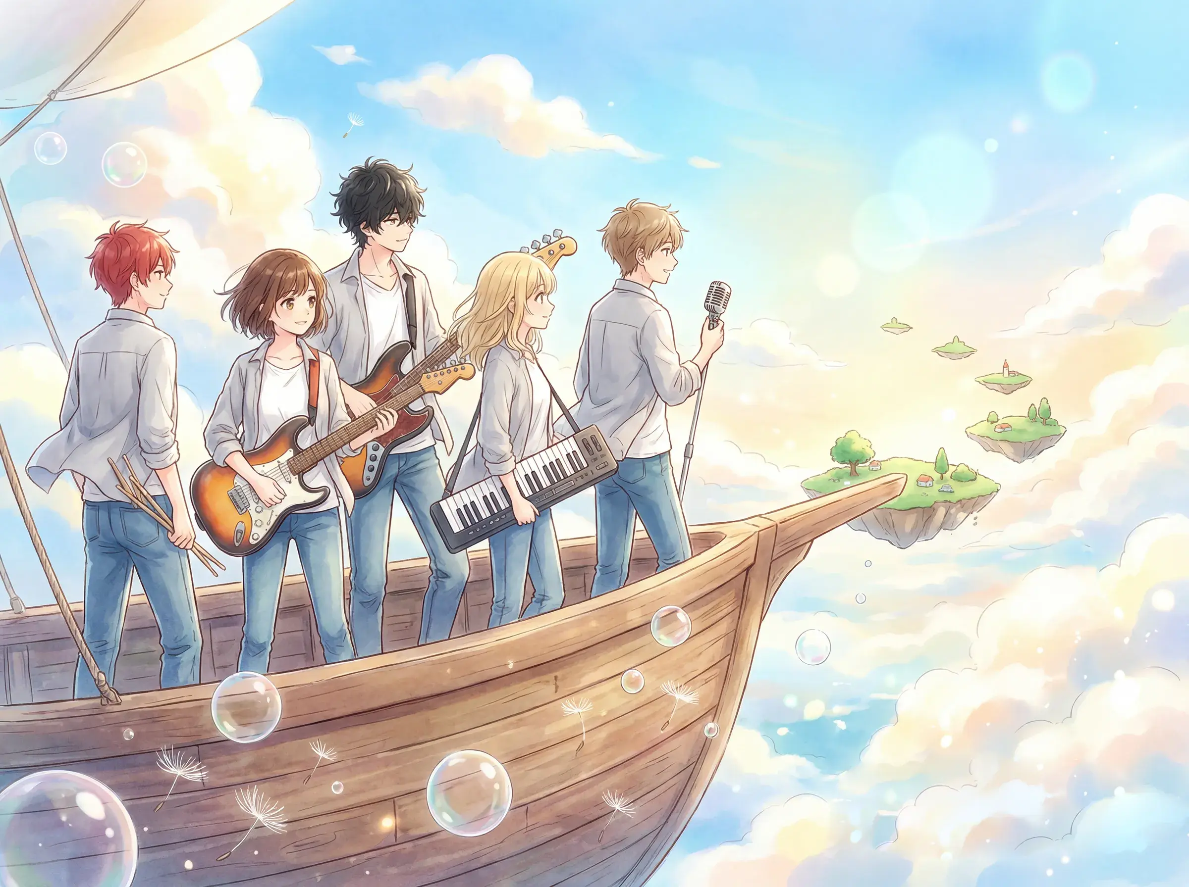 Freepik Five Young Animestyle Musicians Standing Together 52267